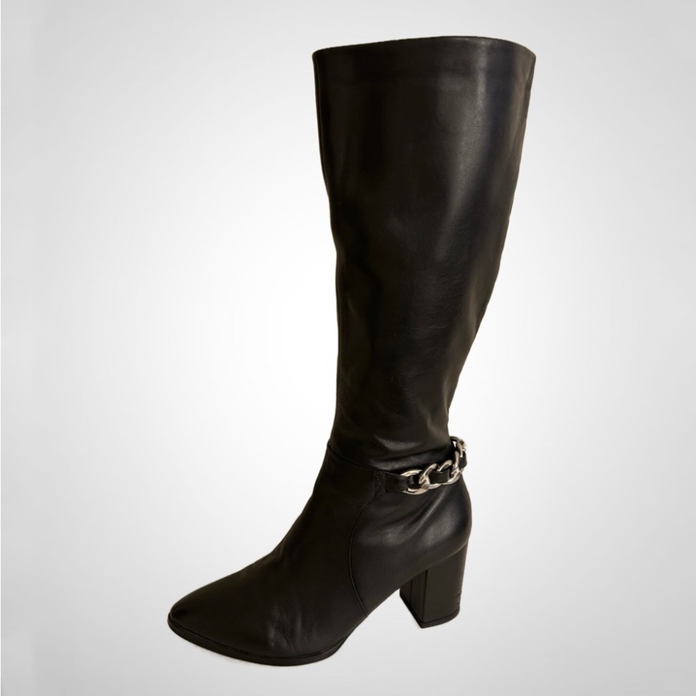 BLEEKER & BOND Claudia Black Leather Knee-High Boots